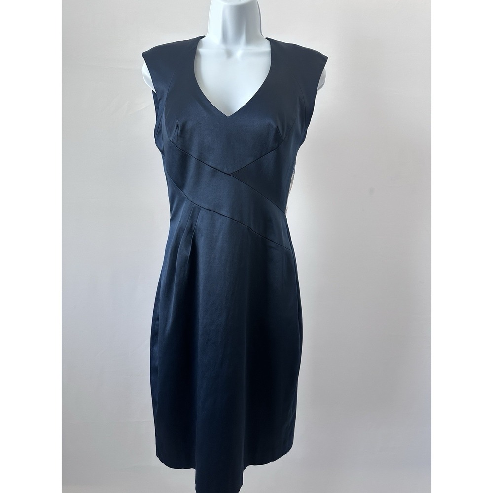 Black Halo Navy Lace Back Cocktail Sheath Dress Size 6